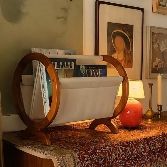 Brown Wooden Round Shape Book Stand