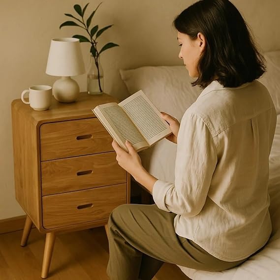 Bedside Table with Three Drawers Solid Wood