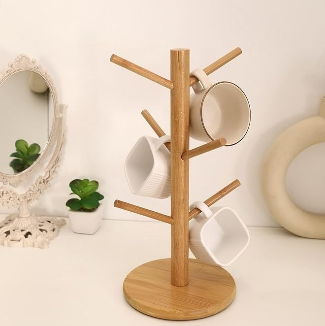 Natural Wooden Cup Stand for Kitchen