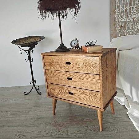 Bedside Table with 3 Drawers End Table for Living Room