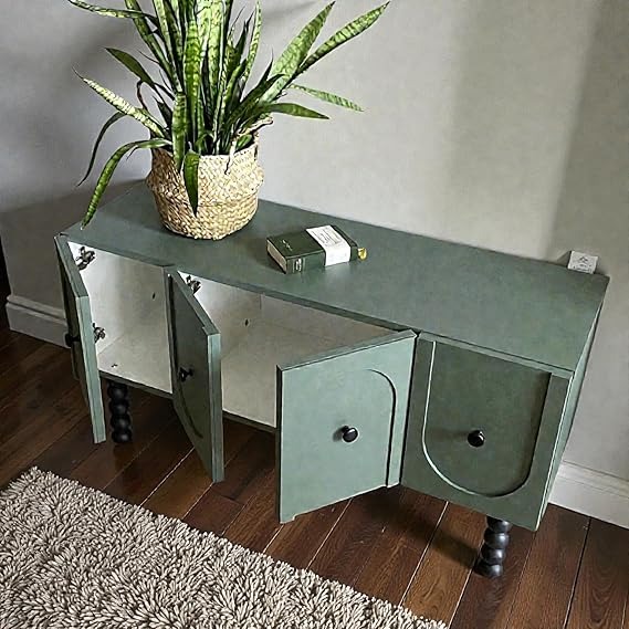 Olive Green Solid Wood 4 Drawer Cabinet