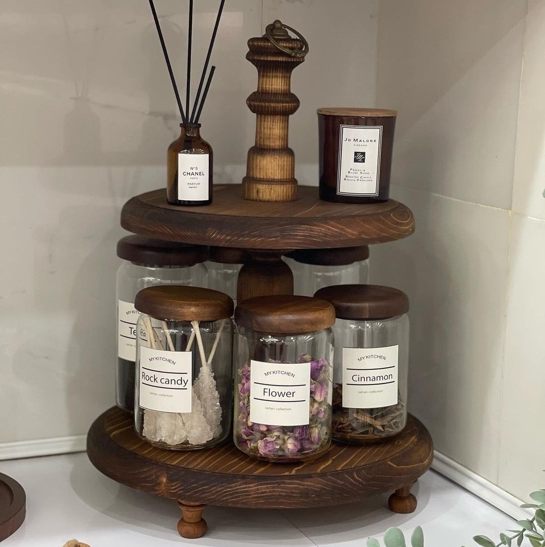 Wooden Cake Stand & Spice Rack